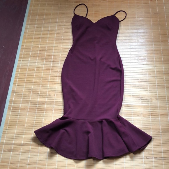 Forever 21 Dresses & Skirts - Burgundy wiggle dress mermaid dress F21